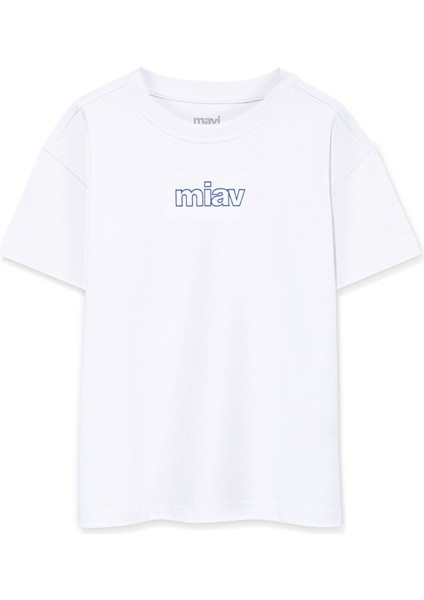 Çocuk Miav Baskılı Oversize Tişört 7610158-620