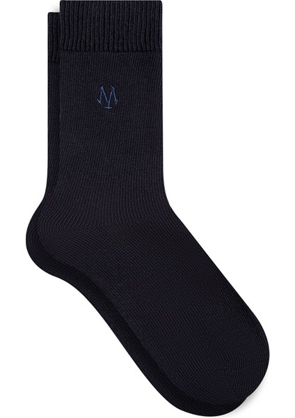 Mavi Logo Nakışlı Lacivert Soket Çorap 092277-32150