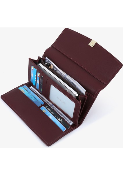 Cüzdan Uzun Büyük Üç Katlı Bayanlar El Çantası Çoklu Kart Yuvası Kart Tutucu Cep Telefonu Çantası (Yurt Dışından) modelleri