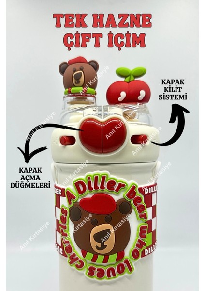 Hayvan Figürlü Çift Kapak Çelik Termos 520 ml fiyatları
