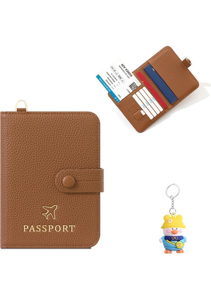 Bayanlar Pasaport Çantası Kapağı Uçak Bileti Sertifikası Saklama Çantası Halkalı Boyun Seyahat Kartı Tutucu Cüzdan (Yurt Dışından)