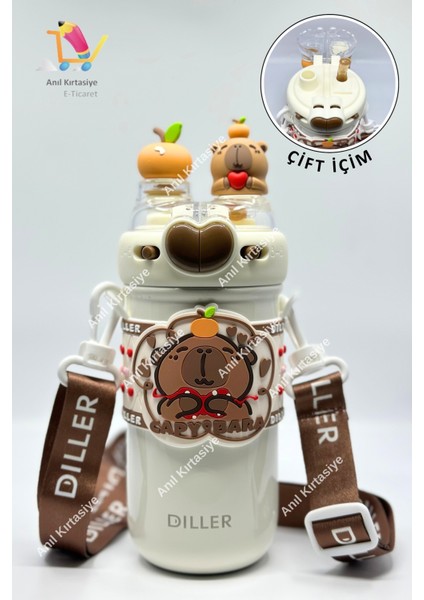 Sevimli Ayıcık Çift Kapaklı Çelik Termos 520 ml