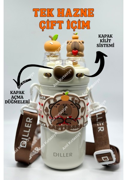 Sevimli Ayıcık Çift Kapaklı Çelik Termos 520 ml fiyatları