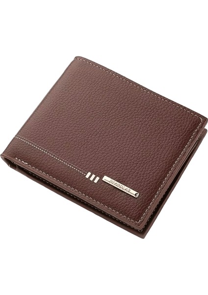 Yeni Erkek Cüzdanı Kredi Kartı Tutucu Fermuarlı Bozuk Para Cüzdanı Erkekler Için Yüksek Kaliteli Lychee Desenli Iş Kısa Cüzdan Iş Cüzdanı (Yurt Dışından)