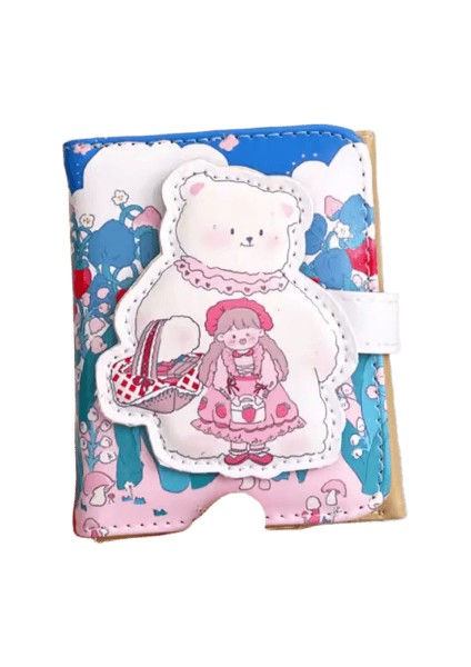 Sevimli Ayı Kadın Cüzdan Para Çantası Kısa Para Cüzdanı Kadın Öğrenci Karikatür Kart Tutucu Deri Kart Çanta Üç Kat Cüzdan Debriyaj (Yurt Dışından)