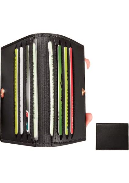 Düz Renk Pu Deri Kadınlar Için Küçük Cüzdan Kısa Düğmeli Basit Kadın Cüzdanı Ultra Ince Kredi Kartı Çantası Bozuk Para Cüzdanı (Yurt Dışından)