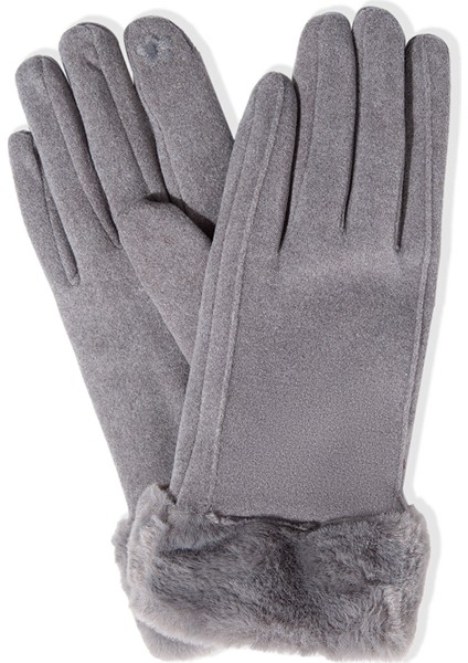 Suni Kürk Detaylı Gri Eldiven 1911768-27063