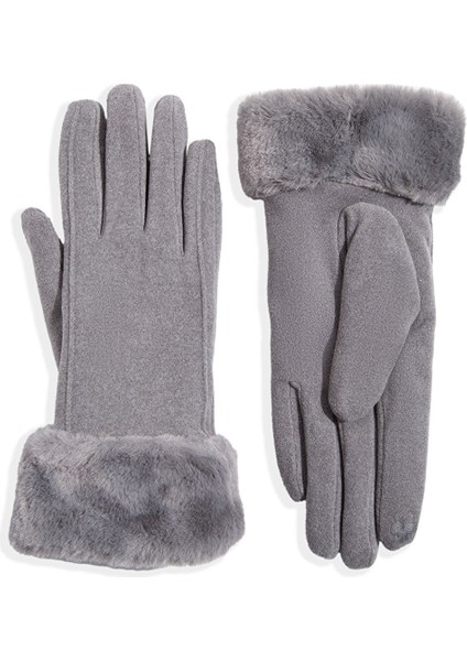 Suni Kürk Detaylı Gri Eldiven 1911768-27063 fiyatları