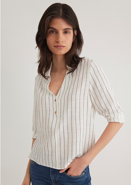 Çizgili Gri Bluz 122400-87977