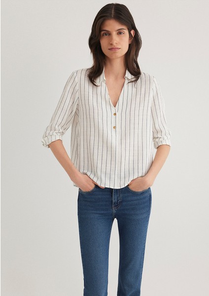 Çizgili Gri Bluz 122400-87977