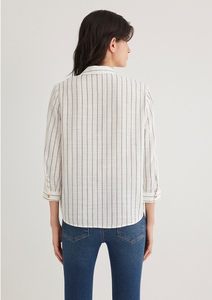 Çizgili Gri Bluz 122400-87977