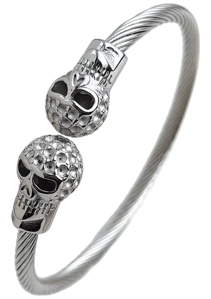 Tel Düğme Desenli Kafatası Paslanmaz Çelik Altın Kaplama 18K Bileklik, Yüksek Kaliteli Su Geçirmez Gümüş Takı, Eş Için Hediye (Yurt Dışından)