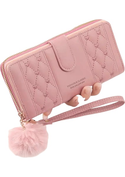 Kadın Uzun Cüzdan Pu Deri Kart Tutucu Büyük Kapasiteli Hasp Fermuar Sikke Çanta Çok Kart Organizatör Cep Telefonu Bileklik Çanta (Yurt Dışından)