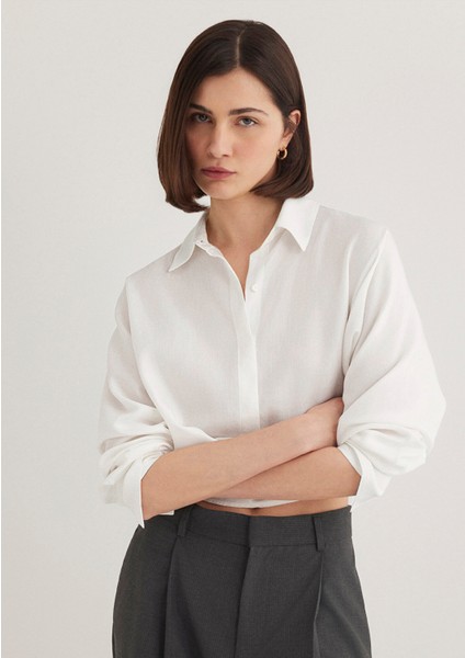 Lux Touch Tencel TM Beyaz Lyocell Gömlek 1210847-70057 fiyatları