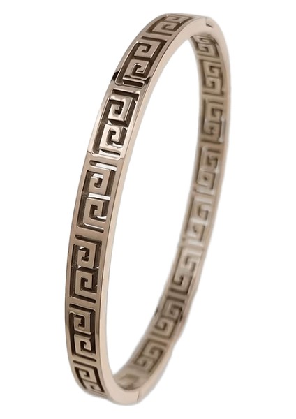 Klasik Çin Seddi Desenli Paslanmaz Çelik Altın Kaplama Kadın Bileklik, Yüksek Kaliteli Gümüş Bileklik, Düğün Takıları (Yurt Dışından)