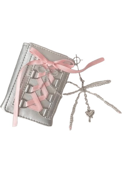 Kadınlar Için Gümüş Tatlı Cüzdanlar Y2K Askılı Tasarımcı Orijinal Moda Kısa Bozuk Para Cüzdanı Kore Stili Günlük Yeni Sevimli Cüzdan Çanta (Yurt Dışından)