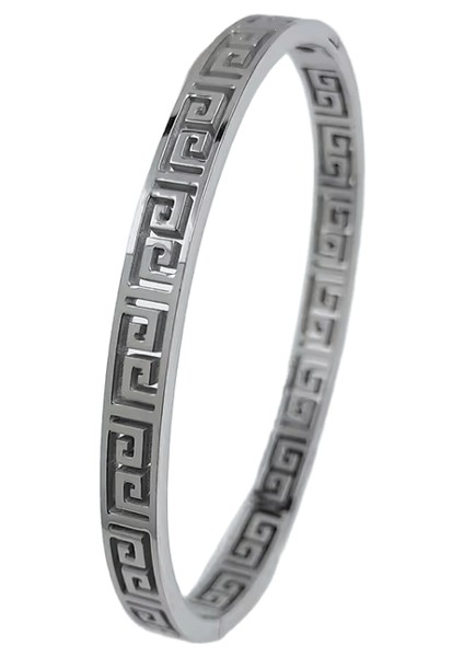 Klasik Çin Seddi Desenli Paslanmaz Çelik Altın Kaplama Kadın Bileklik, Yüksek Kaliteli Gümüş Bileklik, Düğün Takıları (Yurt Dışından)