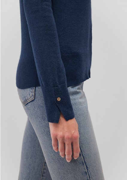 Bisiklet Yaka Lacivert Kazak 1710510-82454 indirimleri