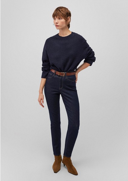 Alpaka Karışımlı Bisiklet Yaka Lacivert Kazak 1710517-83699 fiyatları