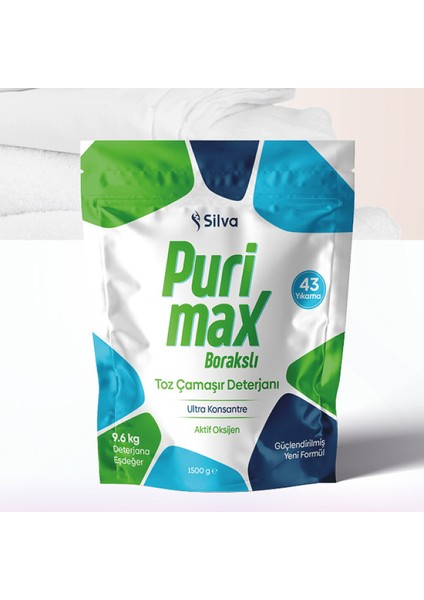 Purimax Toz Çamaşır Deterjanı Ultra Konsantre - 9.6 kg Deterjana Eşdeğer 1500 gr fiyatları