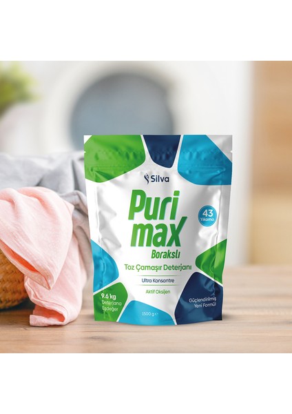 Purimax Toz Çamaşır Deterjanı Ultra Konsantre - 9.6 kg Deterjana Eşdeğer 1500 gr indirimleri