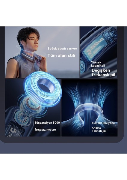 Asılı Boyun Fanı, Taşınabilir Şarj Edilebilir, USB Fan, Erkekler, Kadınlar, Seyahat ve Dış Mekan Için Uygun (Yurt Dışından)