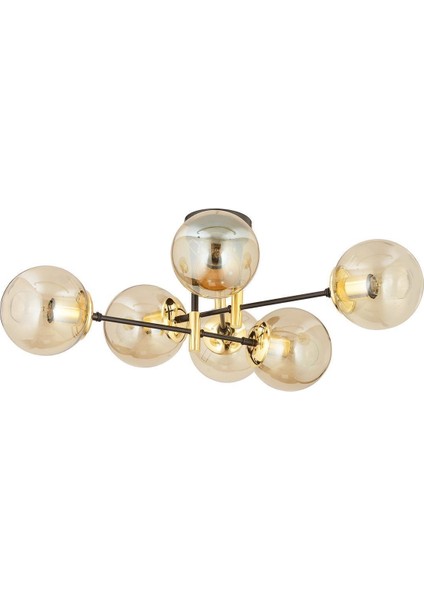 Maral 6lı siyah gold bal camlı modern genç odası yatak odası retro salon avize