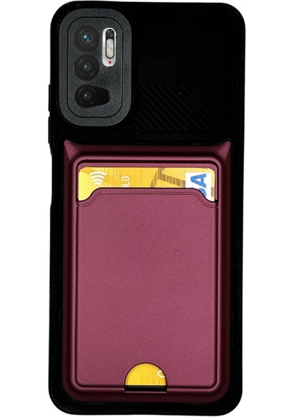 Xi̇aomi̇ Redmi̇ Note 10 5g Kartlikli Si̇li̇kon Kilif Bordo