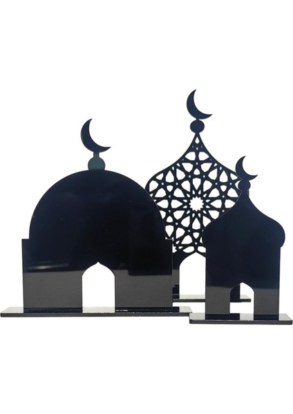3x Ramazan Dekorasyonları Hediyesi, Parti Eid Mü Akrilik Tabelaları Odası Şömine Rafı Için Süsleme (Yurt Dışından)