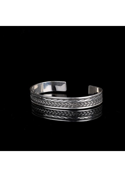 925 AyarGümüş Örgü Motifli Erkek Kelepçe Bileklik Modeli fiyatları