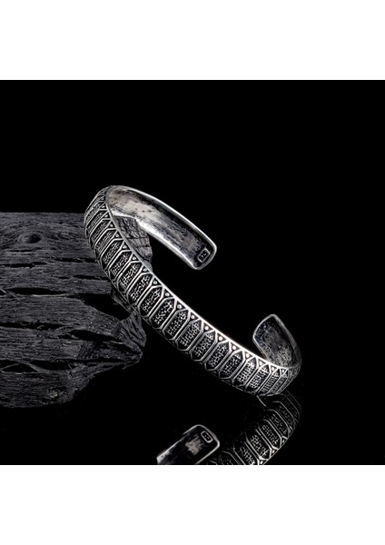925 AyarGümüş Desen Motifli Erkek Kelepçe Bileklik modelleri