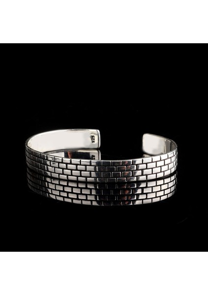 925 AyarGümüş Desen Motifli Erkek Kelepçe Bileklik