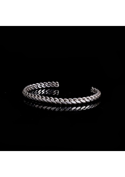 925 AyarGümüş Örgü Motifli Erkek Kelepçe Bileklik Modeli fiyatları