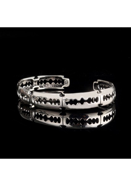 925 AyarGümüş Desen Motifli Erkek Kelepçe Bileklik