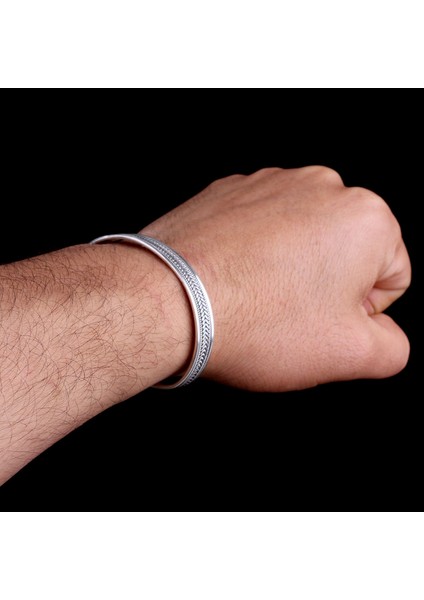 925 AyarGümüş Motifli Erkek Kelepçe Bileklik Modeli modelleri