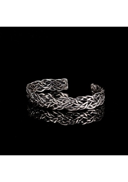 925 AyarGümüş Örgü Motifli Erkek Kelepçe Bileklik Modeli fiyatları