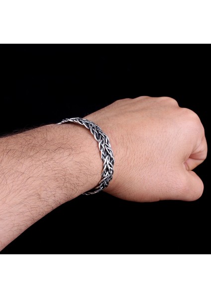 925 AyarGümüş Örgü Motifli Erkek Kelepçe Bileklik Modeli modelleri
