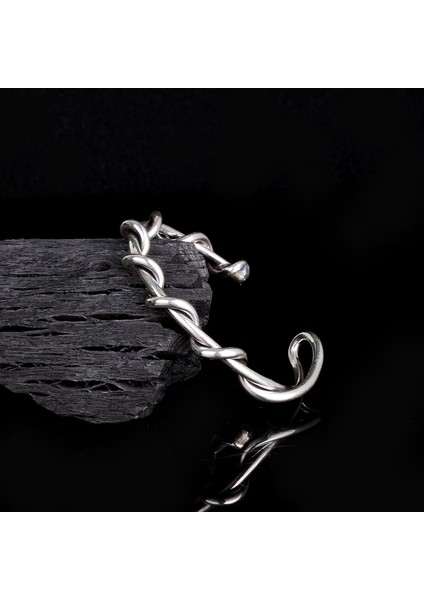 925 AyarGümüş Motifli Erkek Kelepçe Bileklik Modeli