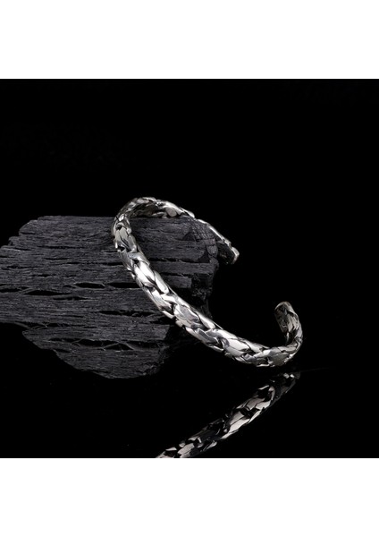 925 AyarGümüş Kral Zincir Motifli Erkek Kelepçe Bileklik Modeli