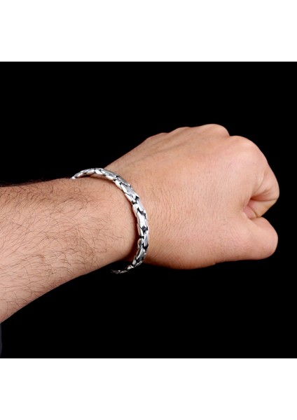 925 AyarGümüş Kral Zincir Motifli Erkek Kelepçe Bileklik Modeli modelleri