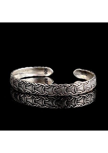 925 AyarGümüş Desen Motifli Erkek Kelepçe Bileklik