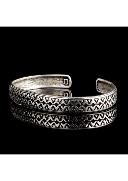925 AyarGümüş Desen Motifli Erkek Kelepçe Bileklik fiyatları