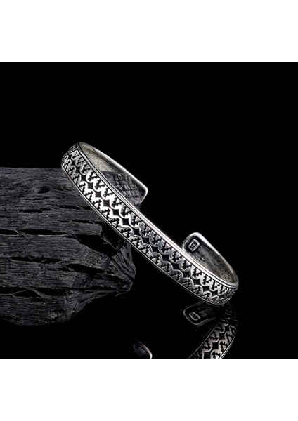 925 AyarGümüş Desen Motifli Erkek Kelepçe Bileklik modelleri