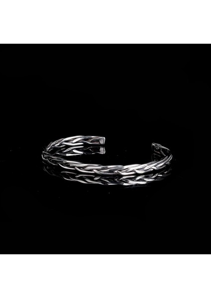 925 AyarGümüş Örgü Motifli Erkek Kelepçe Bileklik Modeli fiyatları