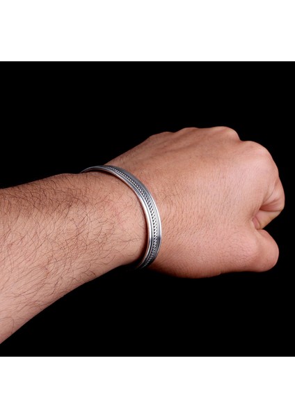 925 AyarGümüş Motifli Erkek Kelepçe Bileklik Modeli modelleri