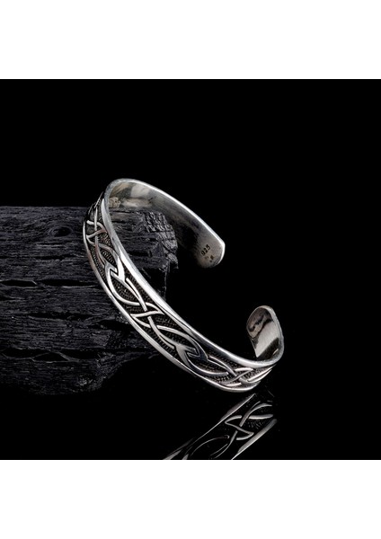 925 AyarGümüş Desen Motifli Erkek Kelepçe Bileklik modelleri