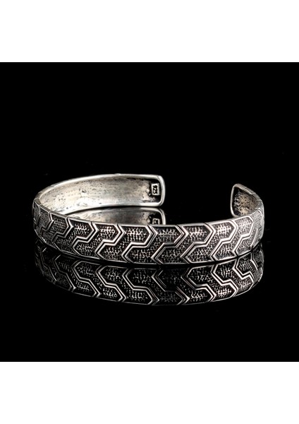 925 AyarGümüş Desen Motifli Erkek Kelepçe Bileklik
