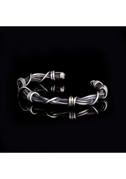 925 AyarGümüş Tel Motifli Erkek Kelepçe Bileklik Modeli fiyatları