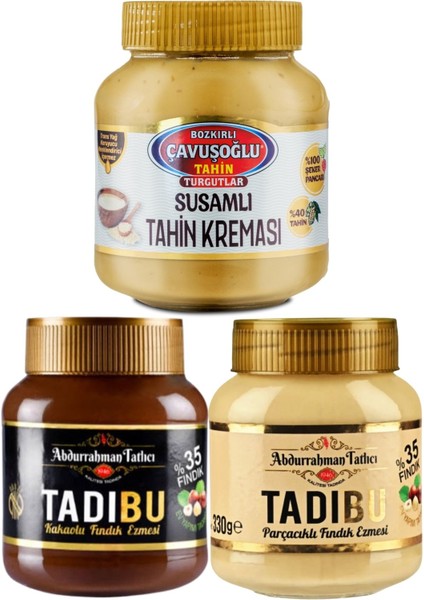 Susamlı Tahin Kreması 330G + Tadıbu 330G + Tadıbu Fındık Kreması 330G
