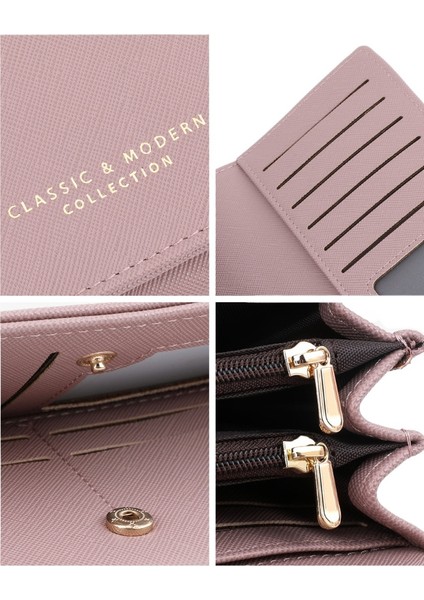 Büyük Kapasiteli Bayan Kart Tutucu Cüzdan Moda Clutch Kadın Çoklu Kart Yuvası (Yurt Dışından)